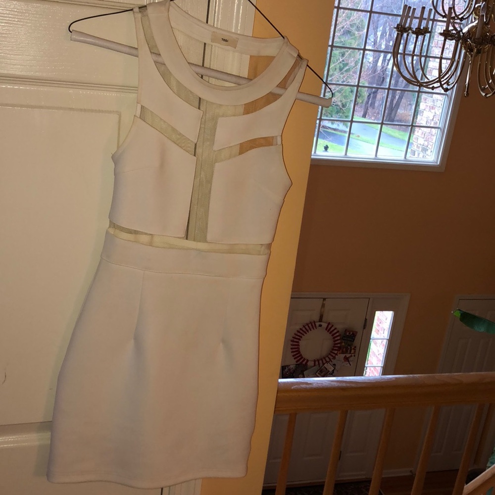 White cut out mesh dress
